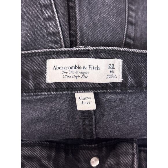 Abercrombie & Fitch Jeans 28 / 6L Womens 90s Straight Curve Love Black Denim - Picture 6 of 7